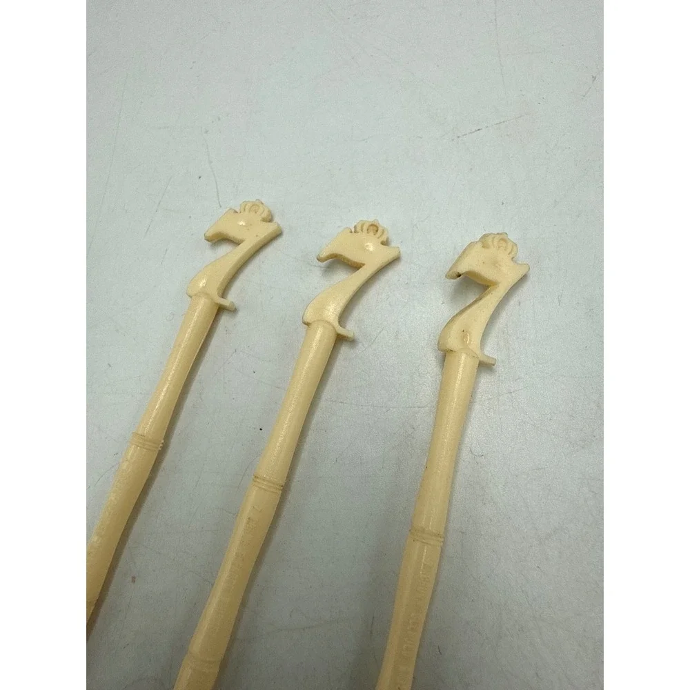 Vintage Seagrams 7 Crown Swizzle Sticks Faux Bamboo Plastic Stirrers Set of 3